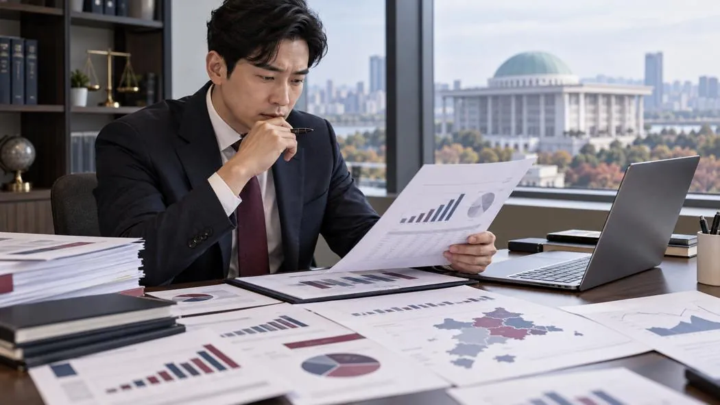 후보물질 라이선스·연구용역·마일스톤·경상기술료는 언제 매출로 인식할까? 관련 업무 상황을 표현한 AI 생성 실사형 이미지