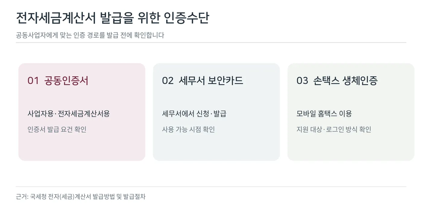 전자세금계산서 발급 인증수단 세 가지