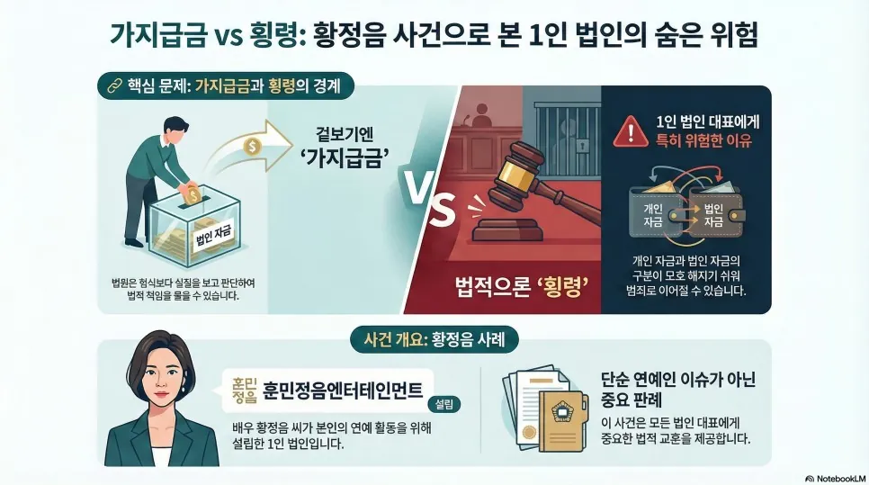 가지급금인 줄 알았는데, 횡령이었습니다. 황정음 사건으로 보는 ‘가장 위험한 착각’ — 원 게시글 본문 시각자료 1