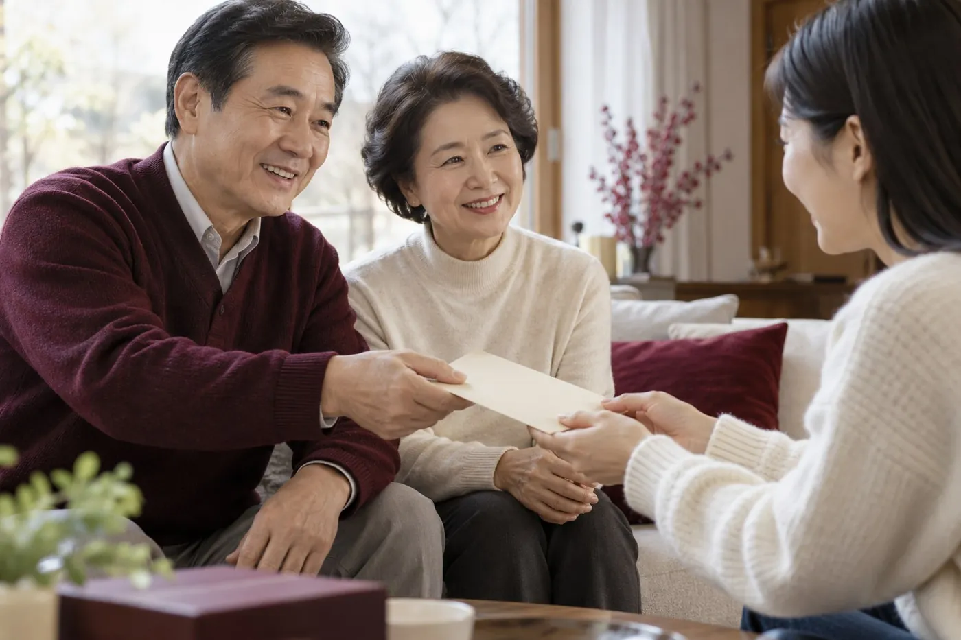부모님이 준 생활비도 증여세가 나올 수 있을까? 관련 상황을 표현한 AI 생성 실사형 이미지