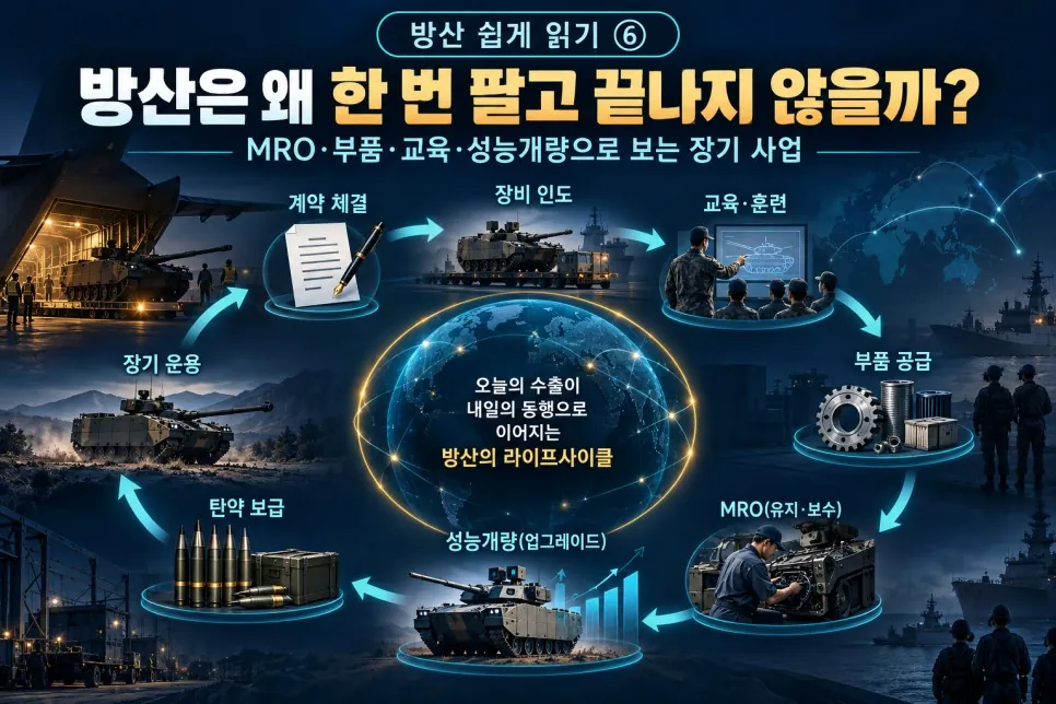 [방산 쉽게 읽기 ⑥] 방산은 왜 한 번 팔고 끝나지 않을까? MRO와 후속군수지원 이해하기 — 원 게시글 본문 시각자료 1